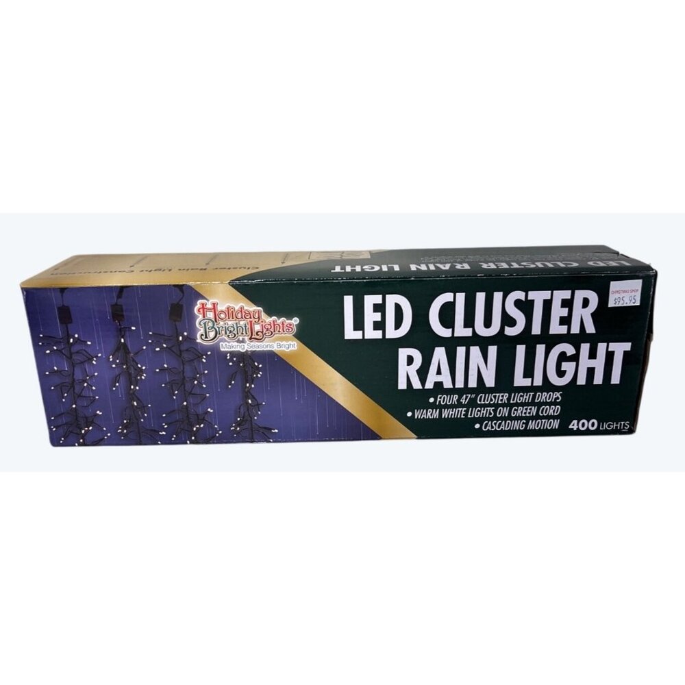 NIB Holiday Bright Lights 400 LED Cascading Cluster Rain Light Set